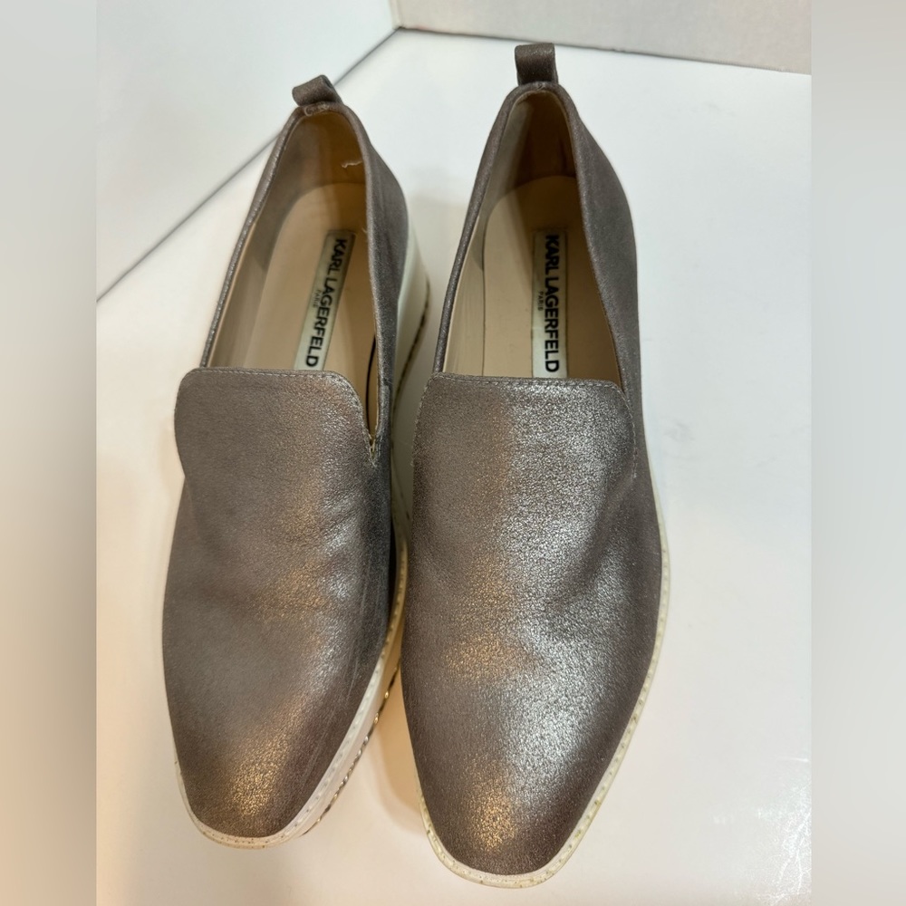 Karl lagerfeld Brea Leather metallic platform shoes - Picture 4 of 6